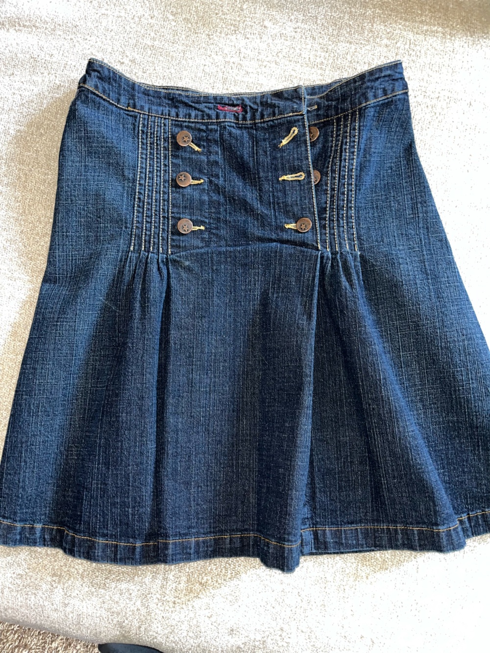 Levi's Dark Blue Button-Front Midi Denim Skirt